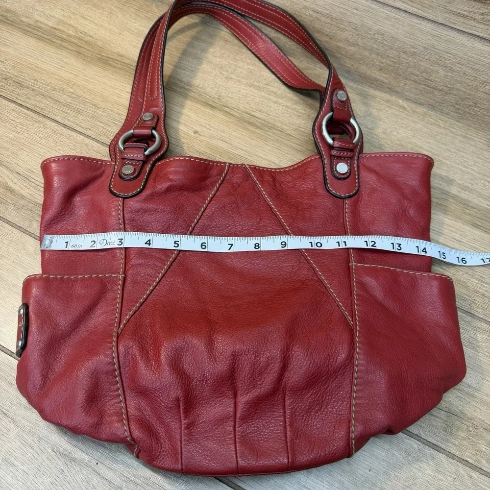 Vintage Tignanello Red Leather Bucket Bag Slouchy Hobo Shoulder Purse Large